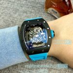 High Clone  Richard Mille RM 055 Blue Rubber Strap Black dial Watch